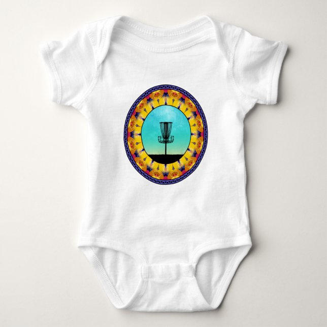 Disc Golf Abstract Basket 4 Baby Bodysuit (Front)