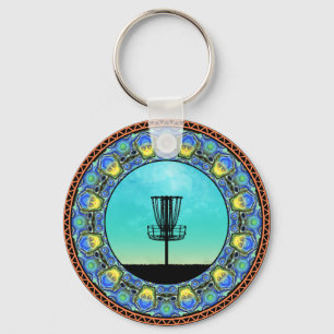 Disc Golf Abstract Basket 5 Key Ring