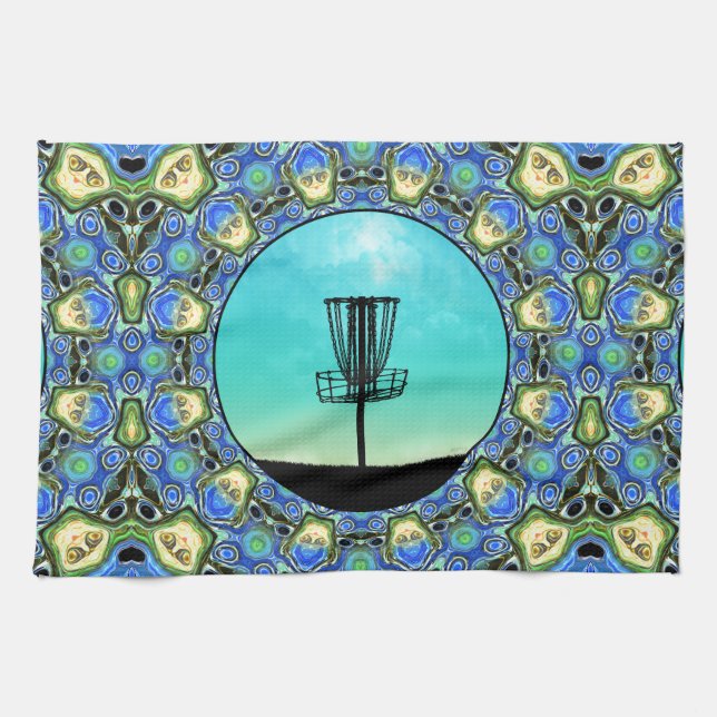 Disc Golf Abstract Basket 5 Tea Towel (Horizontal)
