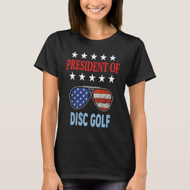 Disc Golf Accessories  USA Flag Disc Golf Saying T-Shirt (Front)
