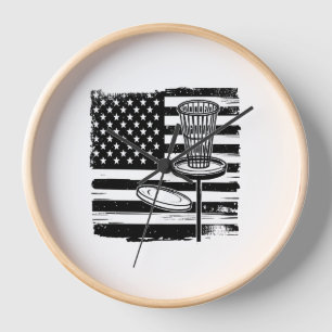 Disc Golf American Flag Clock