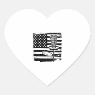 Disc Golf American Flag Heart Sticker