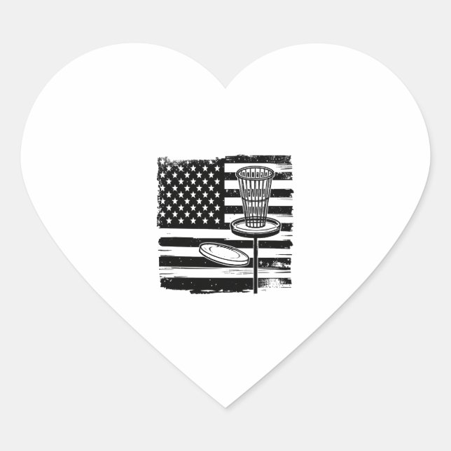 Disc Golf American Flag Heart Sticker (Front)