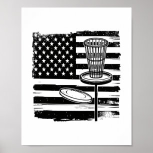 Disc Golf American Flag Poster