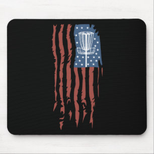 Disc Golf American Flag Retro Frisbee Sports Gift Mouse Mat