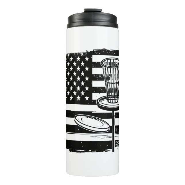 Disc Golf American Flag Thermal Tumbler (Front)