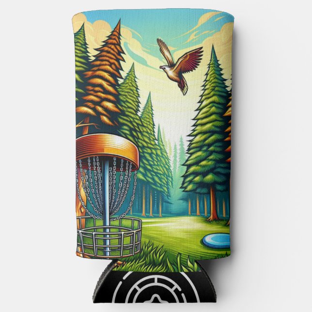 Disc Golf and Eagle themed   Seltzer Can Cooler (Front)
