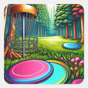 Disc Golf and Eagle themed Square Sticker