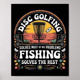 Disc Golf And Fishing Lover Funny Outdoor Sports P Poster