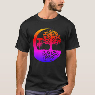  Disc Golf and Tree Roots Silhouette  T-Shirt