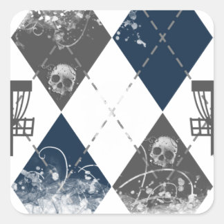 Disc Golf Argyle Design Square Sticker