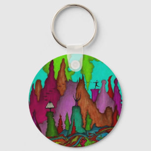 Disc Golf Art Bag Tag-Key Chain Key Ring