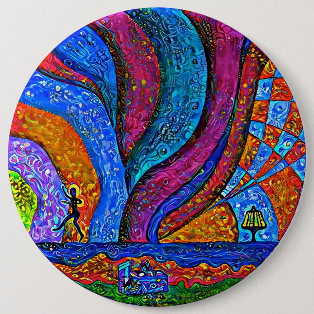 Disc Golf Art Button 6" (Front)