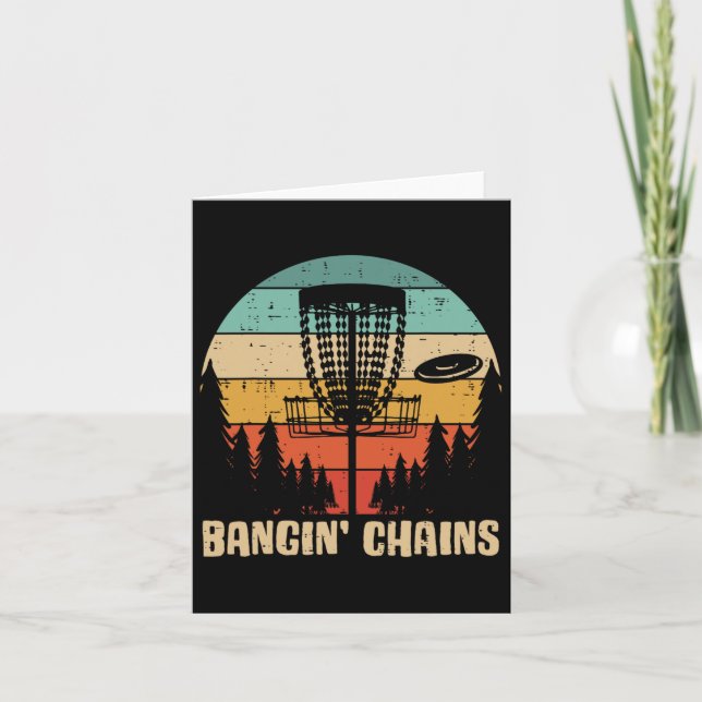 Disc Golf Bangin Chains Retro Frisbee Golfer Frolf Card (Front)