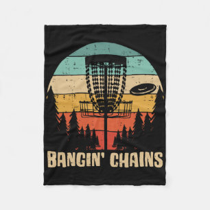 Disc Golf Bangin Chains Retro Frisbee Golfer Frolf Fleece Blanket