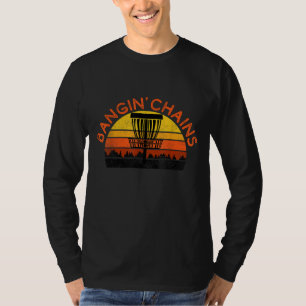 Disc Golf Bangin Chains Retro Vintage Sunset Graph T-Shirt