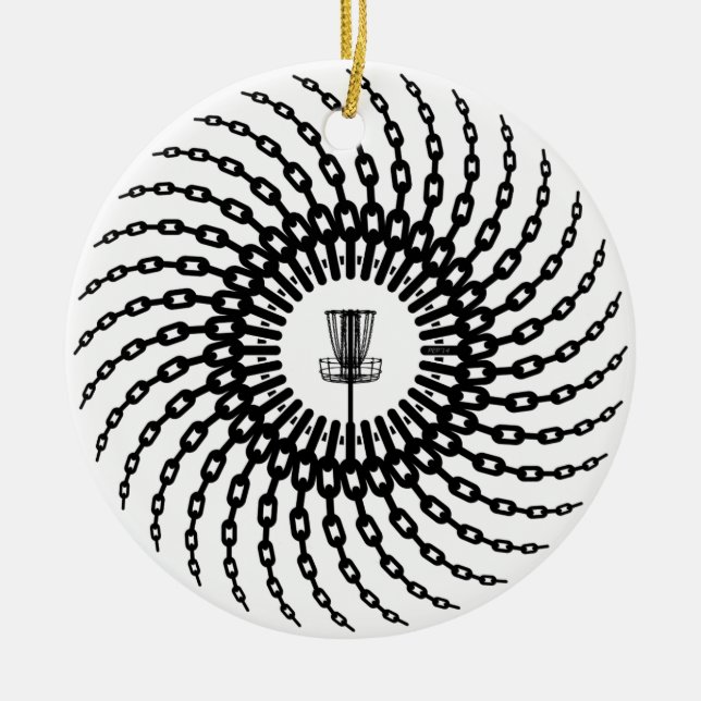 Disc Golf Basket Chains Ceramic Tree Decoration (Front)
