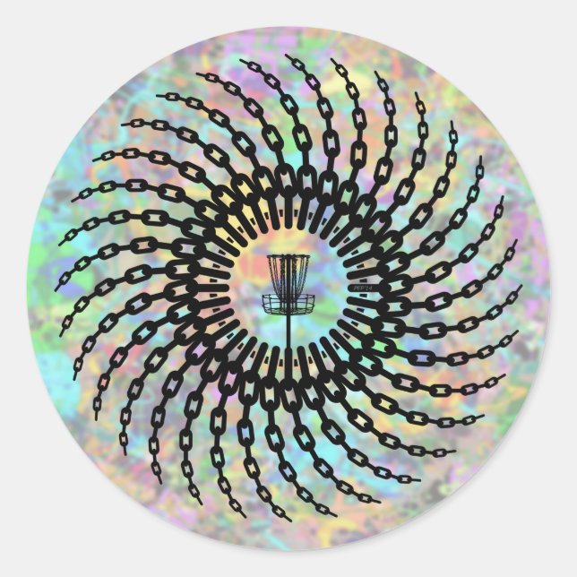 Disc Golf Basket Chains Classic Round Sticker (Front)