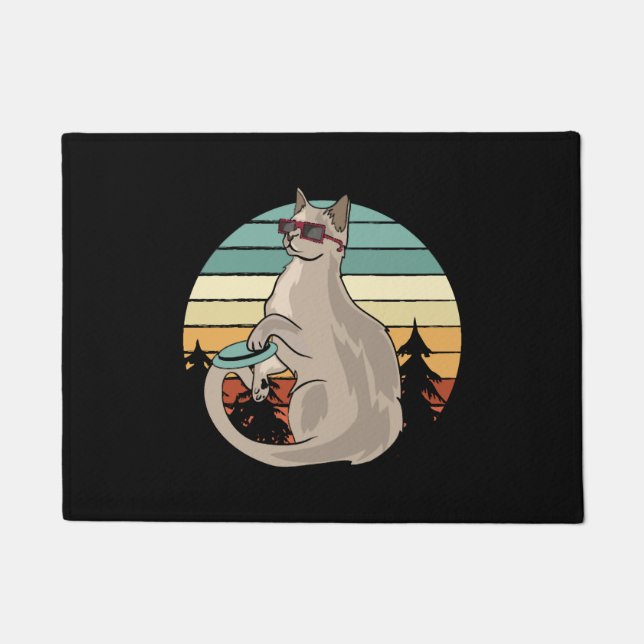 Disc Golf Basket Funny Cat Gift Player Doormat (Front)