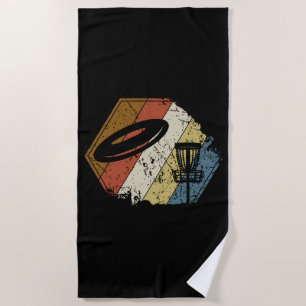 Disc Golf Basket Retro Beach Towel