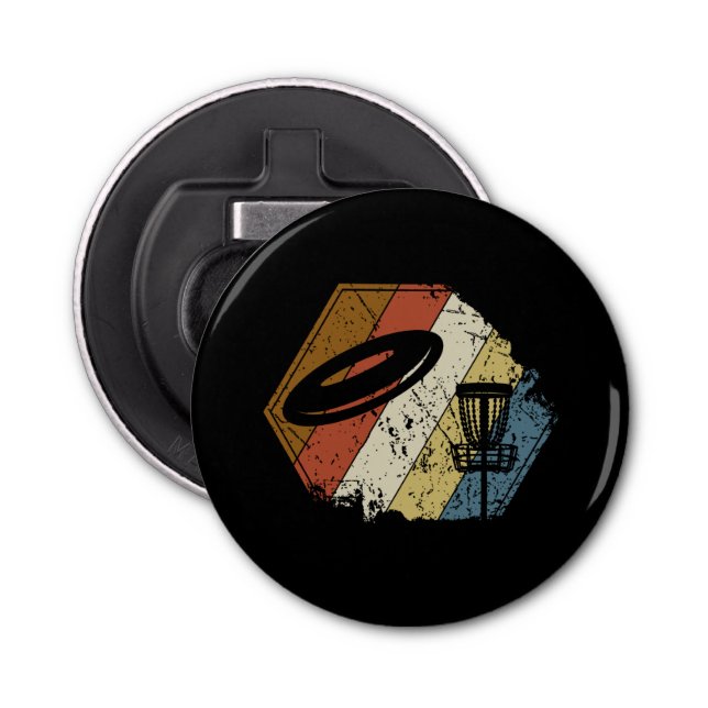 Disc Golf Basket Retro Bottle Opener (Front)