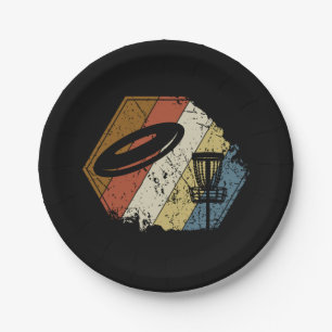 Disc Golf Basket Retro Paper Plate