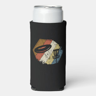 Disc Golf Basket Retro Seltzer Can Cooler