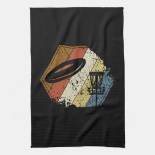 Disc Golf Basket Retro Tea Towel