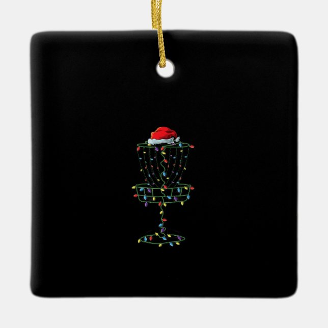Disc Golf Basket Santa Disc Golf Frisbee Golfer Ceramic Ornament (Front)
