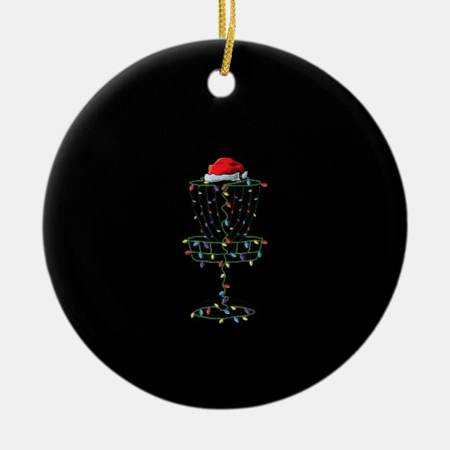 Disc Golf Basket Santa Disc Golf Frisbee Golfer Ceramic Tree Decoration (Front)