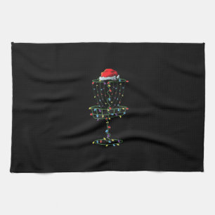 Disc Golf Basket Santa Disc Golf Frisbee Golfer Tea Towel