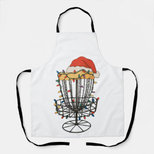Disc Golf Basket Santa Hat Christmas Lights Xmas Apron