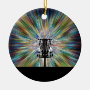 Disc Golf Basket Silhouette Ceramic Tree Decoration