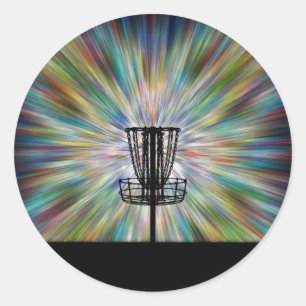 Disc Golf Basket Silhouette Classic Round Sticker