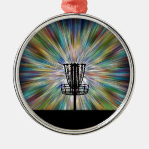 Disc Golf Basket Silhouette Metal Tree Decoration