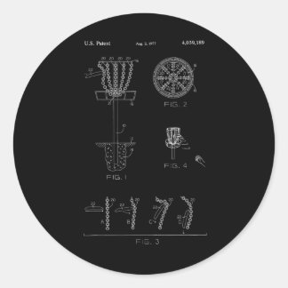 Disc Golf Basket Target Patent Design - Frolf  Classic Round Sticker