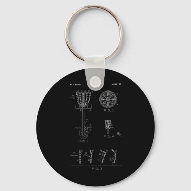 Disc Golf Basket Target Patent Design - Frolf  Key Ring (Front)