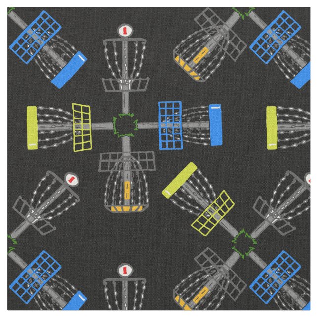 disc golf baskets tile black fabric (Close Up)