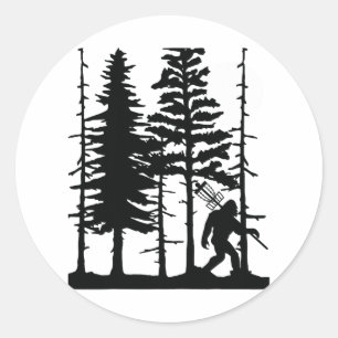 Disc Golf Bigfoot Hiding Wildlife Trees Nature Ret Classic Round Sticker