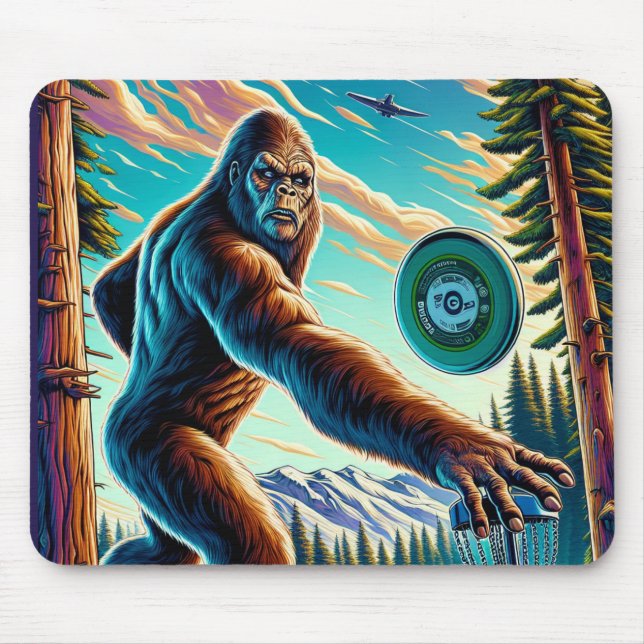 Disc Golf Bigfoot in the Woods Mouse Mat (Front)