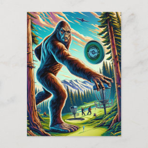 Disc Golf Bigfoot in the Woods Postcard