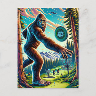 Disc Golf Bigfoot in the Woods Postcard
