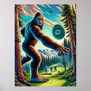 Disc Golf Bigfoot in the Woods Poster