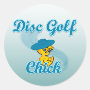 Disc Golf Chick #3 Classic Round Sticker