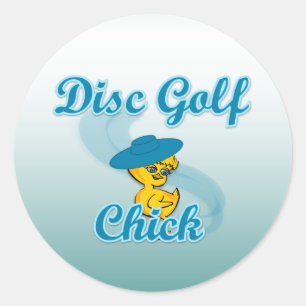 Disc Golf Chick #3 Classic Round Sticker