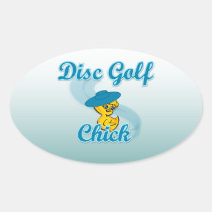 Disc Golf Chick #3 Oval Sticker
