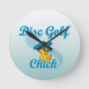 Disc Golf Chick #3 Round Clock