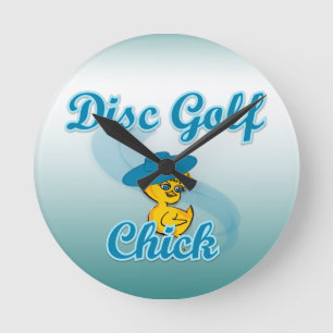 Disc Golf Chick #3 Round Clock