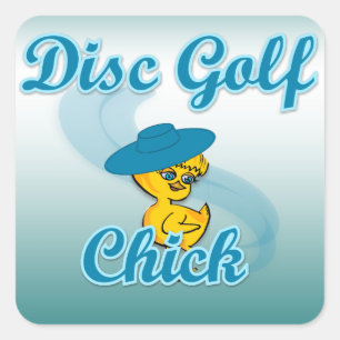 Disc Golf Chick #3 Square Sticker