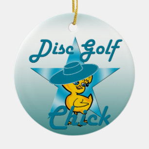 Disc Golf Chick #7 Ceramic Tree Decoration